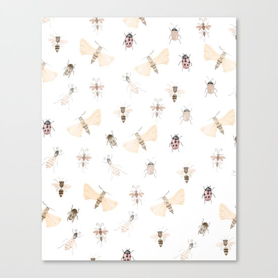 Insects and Bugs Pattern Canvas Print