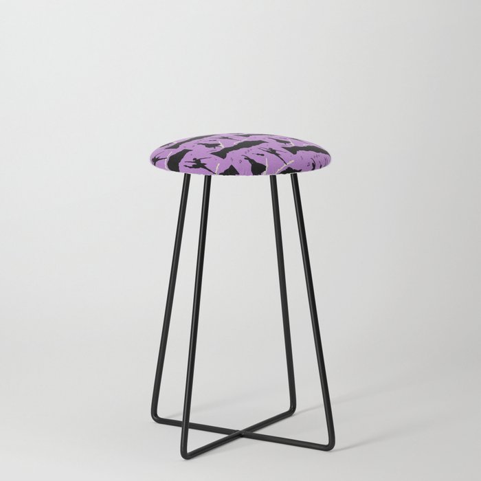 Two ballerina figures in black on violet paper Counter Stool