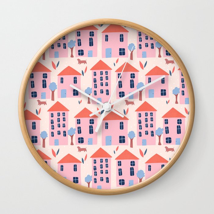Pink Street Wall Clock