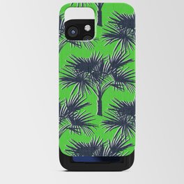 70’s Palm Trees Navy Blue on Lime Green iPhone Card Case