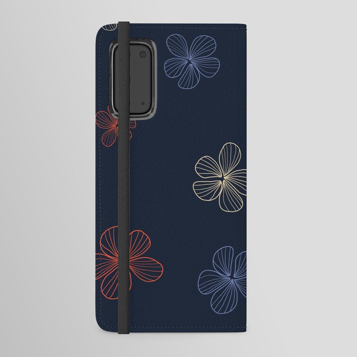 Blue striped batik flower pattern Android Wallet Case