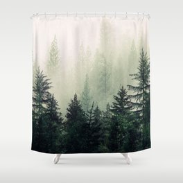 Foggy Pine Trees Shower Curtain
