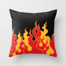 The fire. Flame tongues on a black background. Vintage seamless pattern.  Throw Pillow