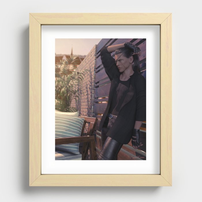 [Good Evening] Relaxed Guy with Scar and Eyepatch - 3D Render Recessed Framed Print