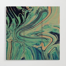 Mediterranean: A pretty abstract digital painting in mint green and pink by Alyssa Hamilton Art  Wood Wall Art