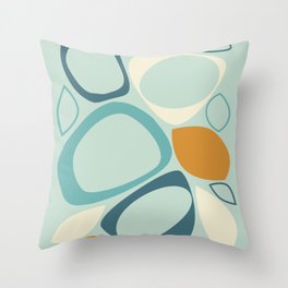 Mid Century Modern Abstract Shapes 8 in Aqua, Orange, Cream and Turquoise Throw Pillow