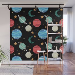 galaxy - planets, stars, moon, saturn Wall Mural