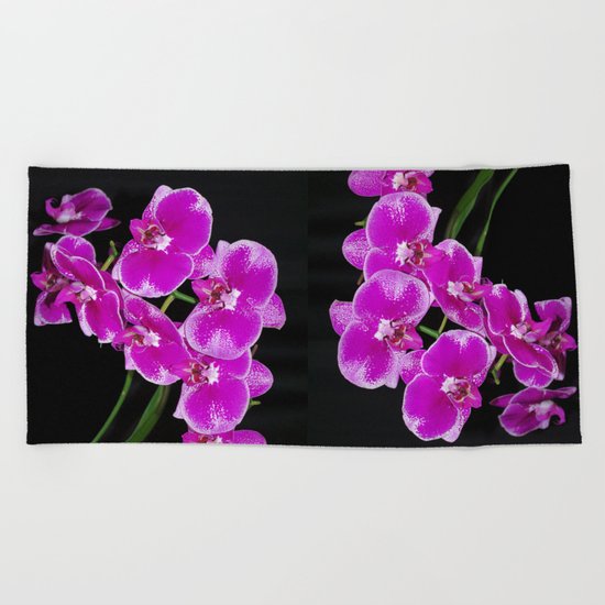 Graceful spray of deep pink orchids Beach Towel