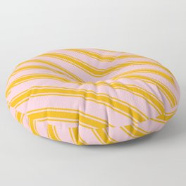 [ Thumbnail: Pink & Orange Colored Lines/Stripes Pattern Floor Pillow ]
