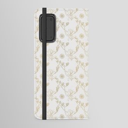 Magnolia And Daisy Seamless Pattern_White Android Wallet Case