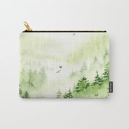 Watercolor Misty Forest Green-Calm Harmony Carry-All Pouch
