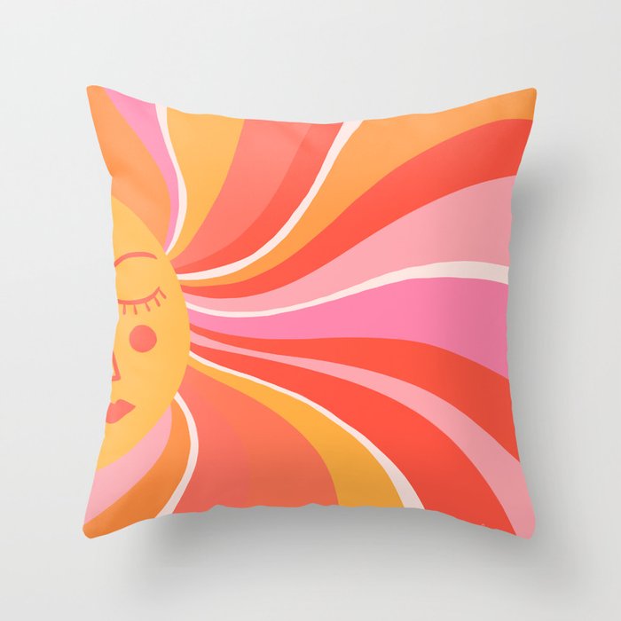 Sunshine Swirl – Pink & Peach Palette Throw Pillow