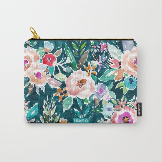 EFFUSIVE FLORAL Dark & Colorful Boho Pattern Carry-All Pouch