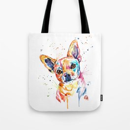 Chihuahua - Tucker - Colorful Watercolor Pet Portrait Painting Tote Bag