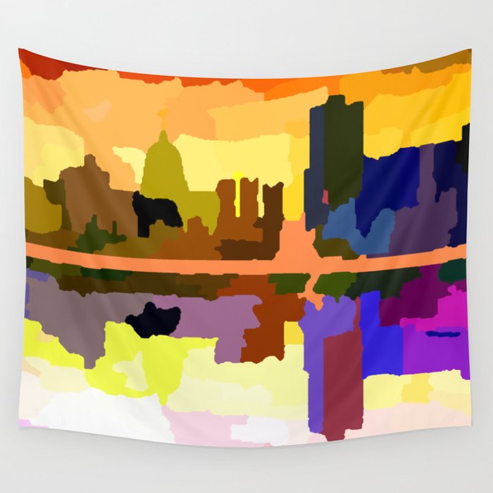 Downtown Harrisburg Pennsylvania Skyline at Sunset Wall Tapestry by Jon 