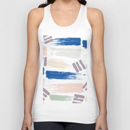 Abstract coral navy blue mint green acrylic brushstrokes Unisex Tank Top