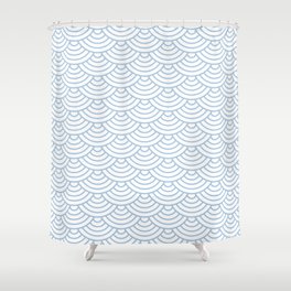 Pale Blue Japanese wave pattern Shower Curtain