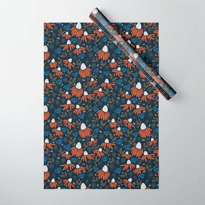 Wildflowers - Orange Wrapping Paper