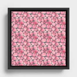 Pink Grey Giraffe Skin Print Framed Canvas