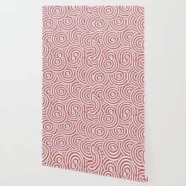 Dark Pink and White Hypnotic Circle Pattern Pairs DE 2022 Trending Color Deep Hibiscus DE5083 Wallpaper