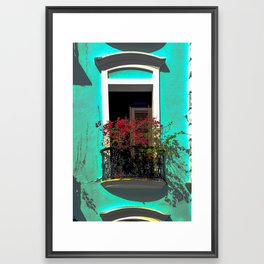 Puerto rican balcony and flowers Framed Art Print