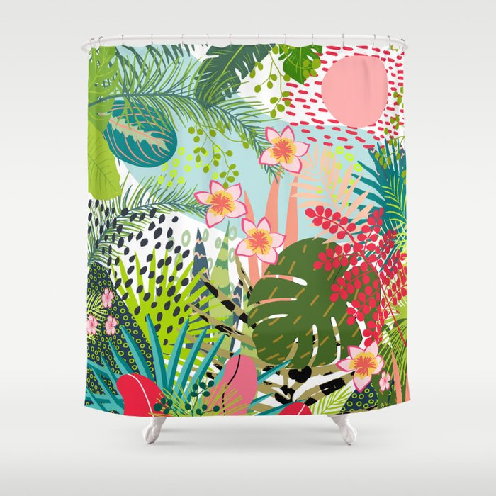 Tropical, Palms, Jungle Prints, Nature Art. Shower Curtain