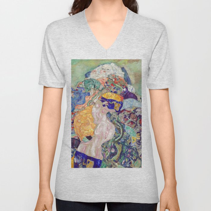 Gustav Klimt - Baby / Cradle V Neck T Shirt