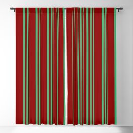 [ Thumbnail: Sea Green & Dark Red Colored Stripes/Lines Pattern Blackout Curtain ]