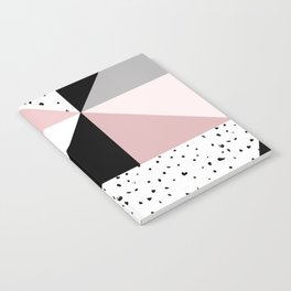 Geometrical pink black gray watercolor polka dots color block Notebook
