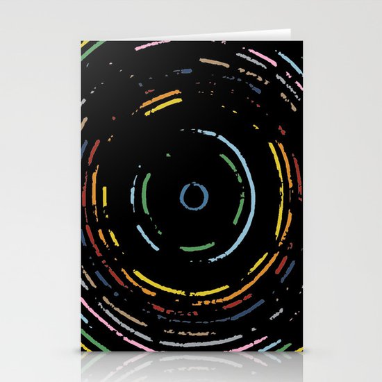 Rainbow Record on Black Closeup Stationery Cards