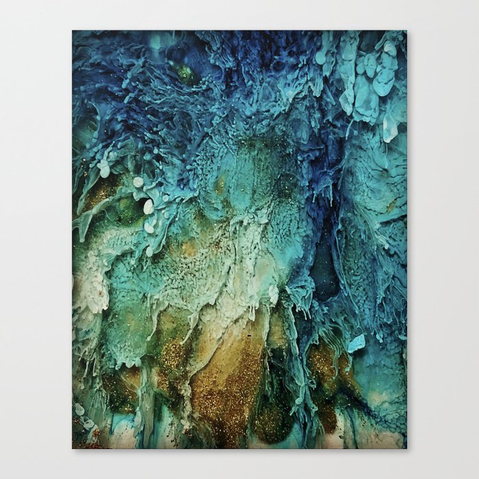 Alcohol paint canvas finished in resin