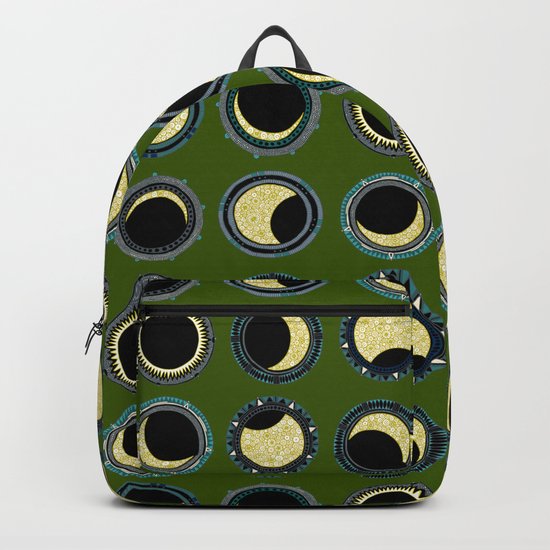 solar eclipse mandala green Backpack