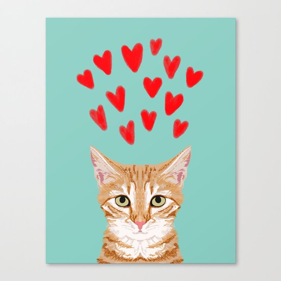 Mackenzie - Orange Tabby Cute Valentines Day Kitten Girly Retro Cat Art cell phone Canvas Print