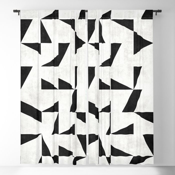 Mid-Century Modern Pattern No.11 - Black and White Conrete Blackout Curtain