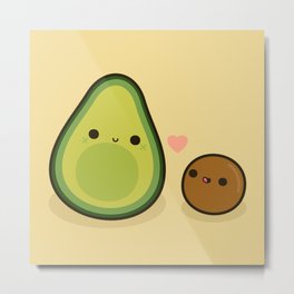 Cute avocado and stone Metal Print | Curated, Digital, Food, Illustration, Vector 