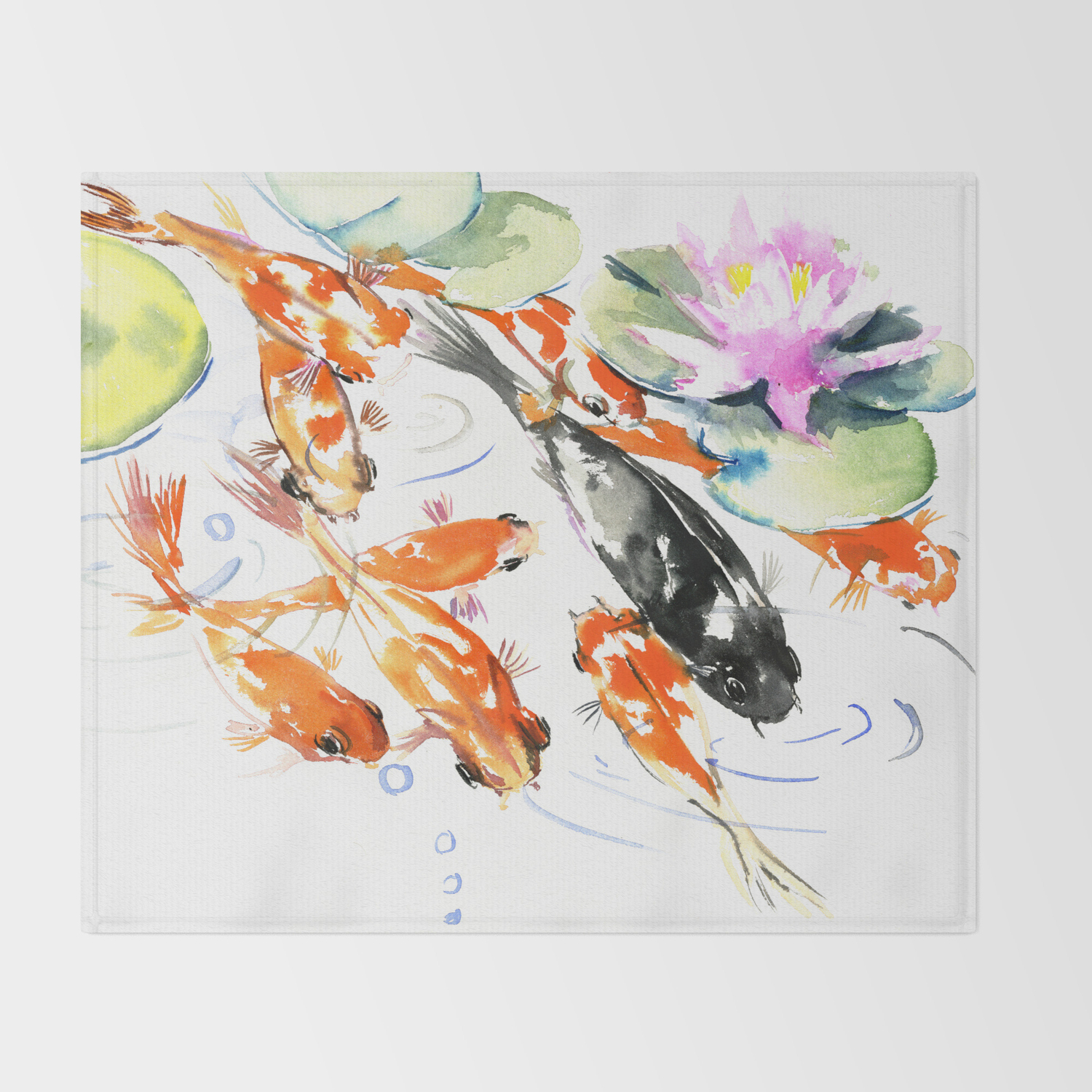Nine Koi Fish 9 Koi Feng Shui Artwork Asian Watercolor Ink