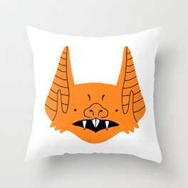 Funny halloween bat animal cartoon face Throw Pillow
