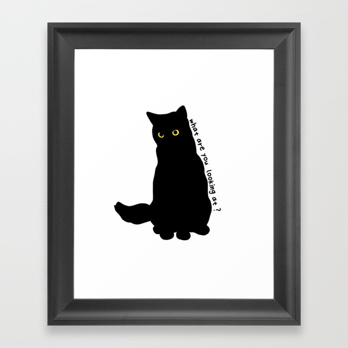 Black Cat (What are you looking at?) Framed Art Print