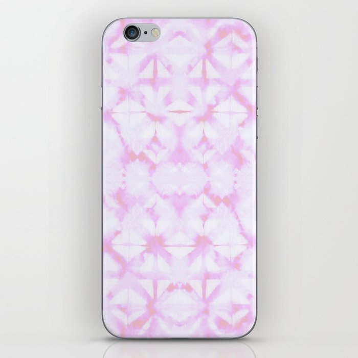Pink and white grid watercolor iPhone Skin