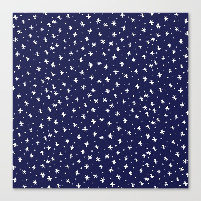 Snowflakes and dots - blue and white Canvas Print