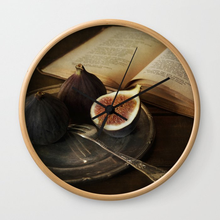 An old books and fresh figs Wall Clock