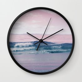 Pacific Dreamscape - Ocean Waves Pink + Blue Wall Clock