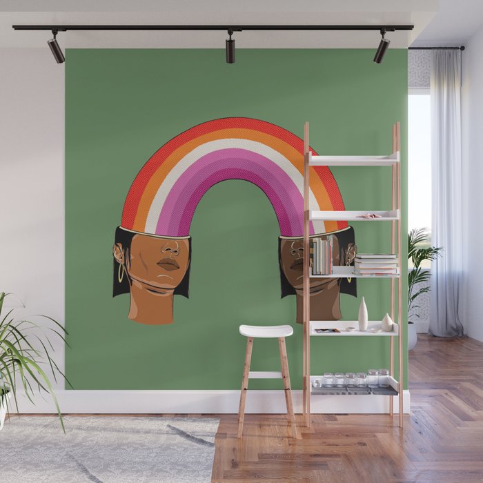 Love is Love - Lesbian rainbow flag Wall Mural