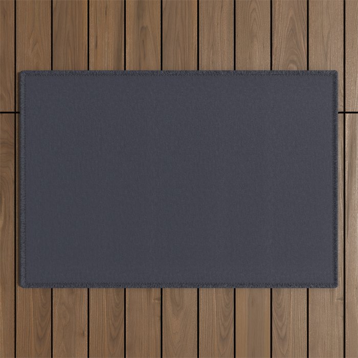 Dark Gray Blue Solid Color Pantone After Midnight 19-4109 TCX Shades of Black Hues Outdoor Rug