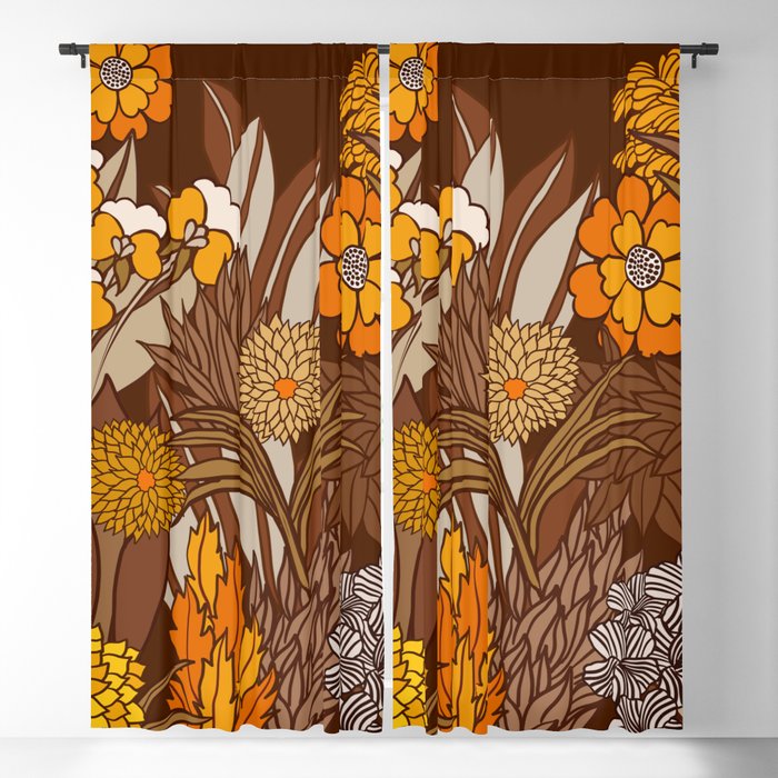 Groovy Flowers Windshield Sun Shade, Cute Hippie Floral Orange 70s Art