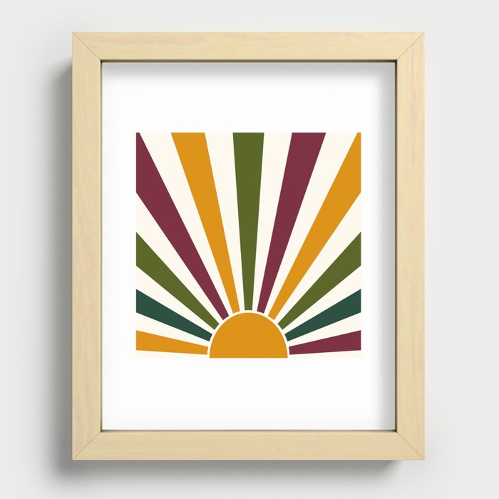 Multicolor retro Sun design 5 Recessed Framed Print