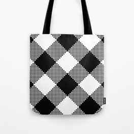 Black & White Large Diagonal Gingham Pattern Tote Bag