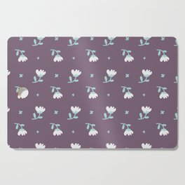 Modern Hand Painted Mauve Pink Teal Green Flowers Cutting Board