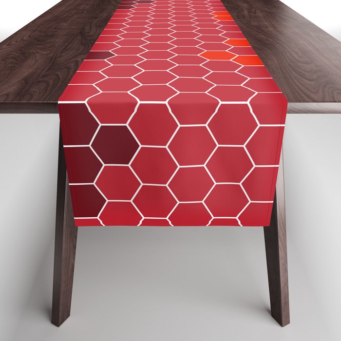 Honeycomb Red Ruby Crimson Scarlet Hive Table Runner