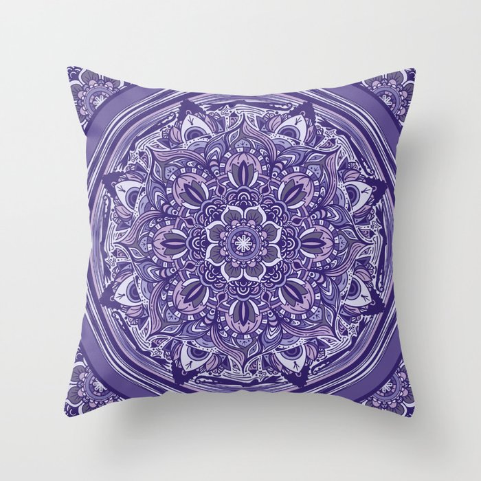 Great Purple Mandala Throw Pillow